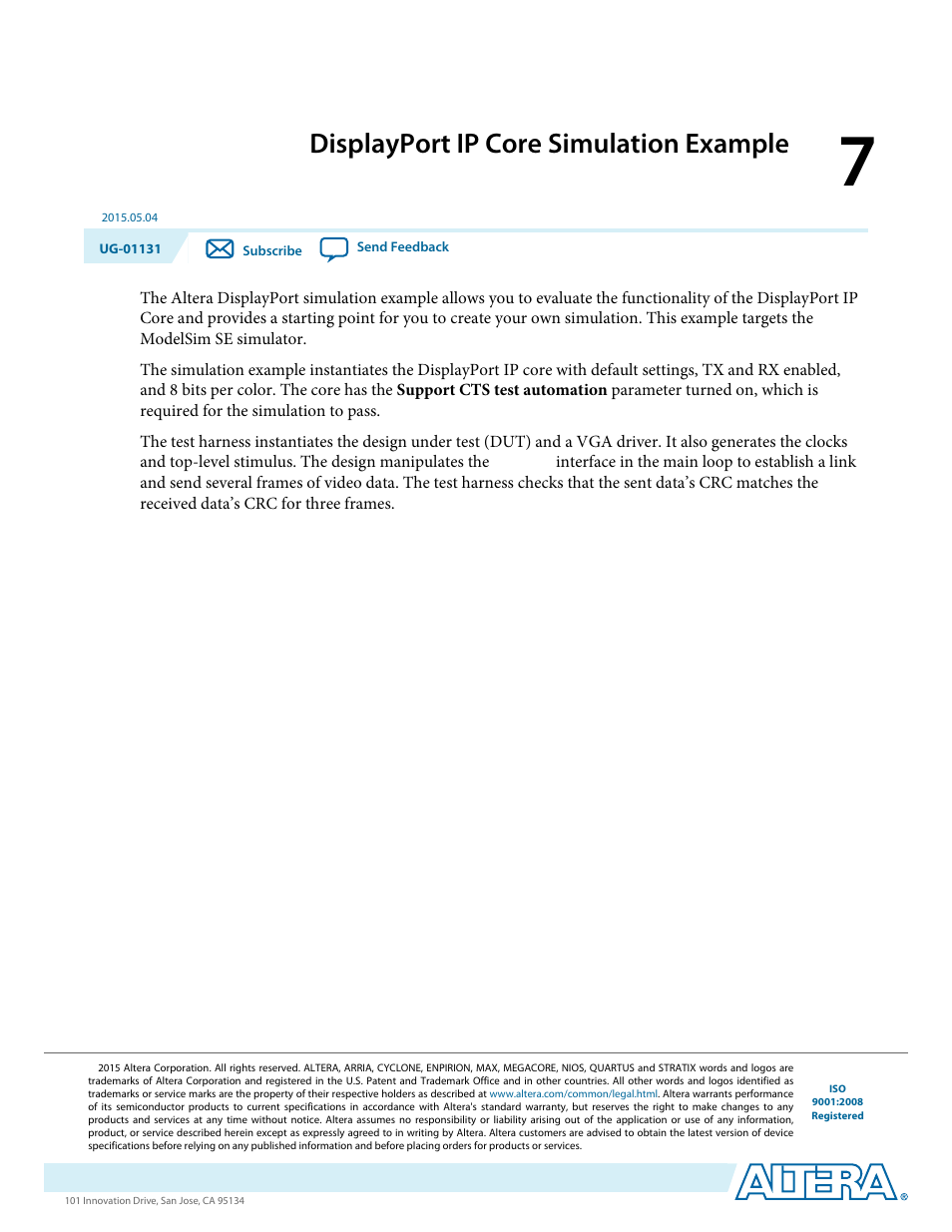 Displayport ip core simulation example, Displayport ip core simulation example -1 | Altera DisplayPort MegaCore Function User Manual | Page 89 / 195