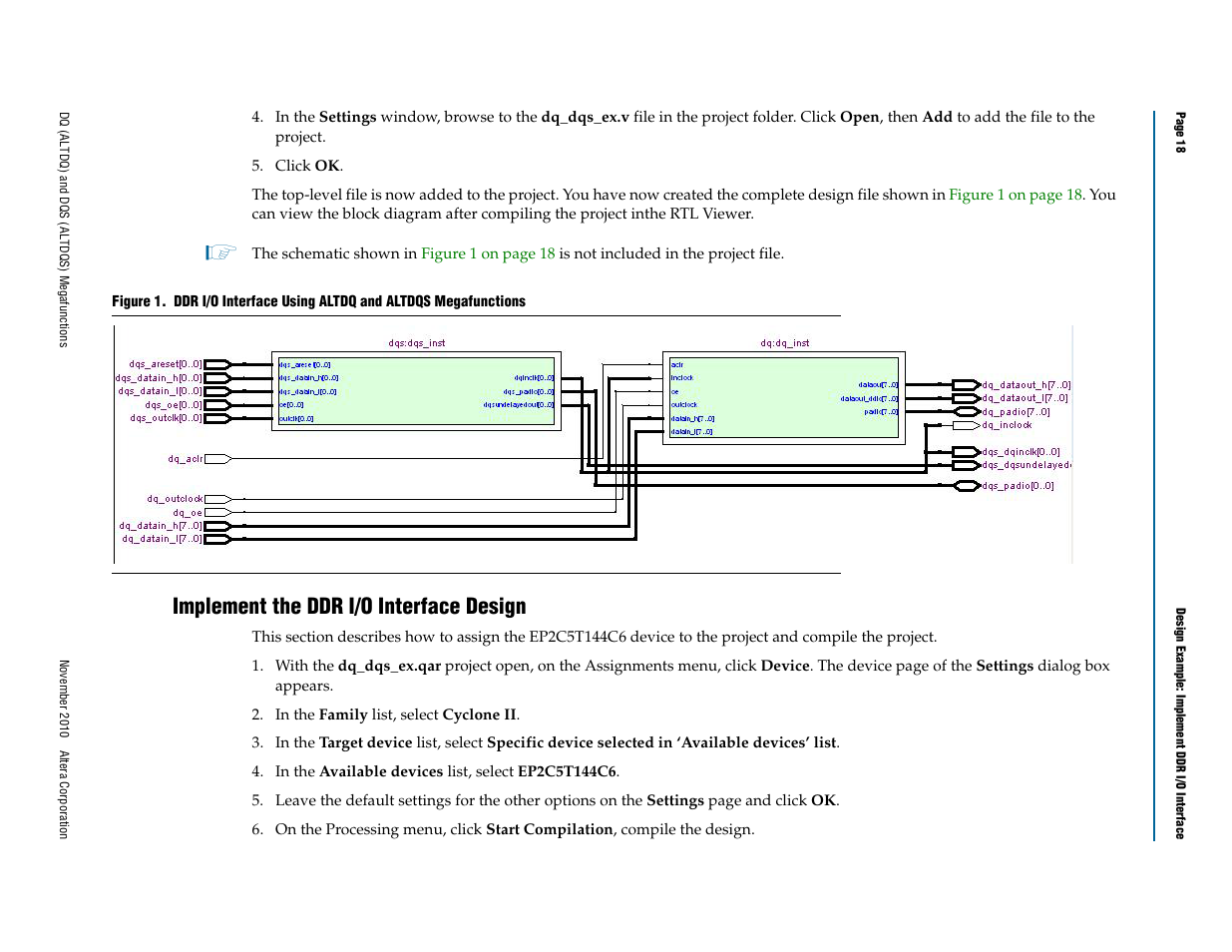Implement the ddr i/o interface design | Altera DQ (ALTDQ) User Manual | Page 18 / 31