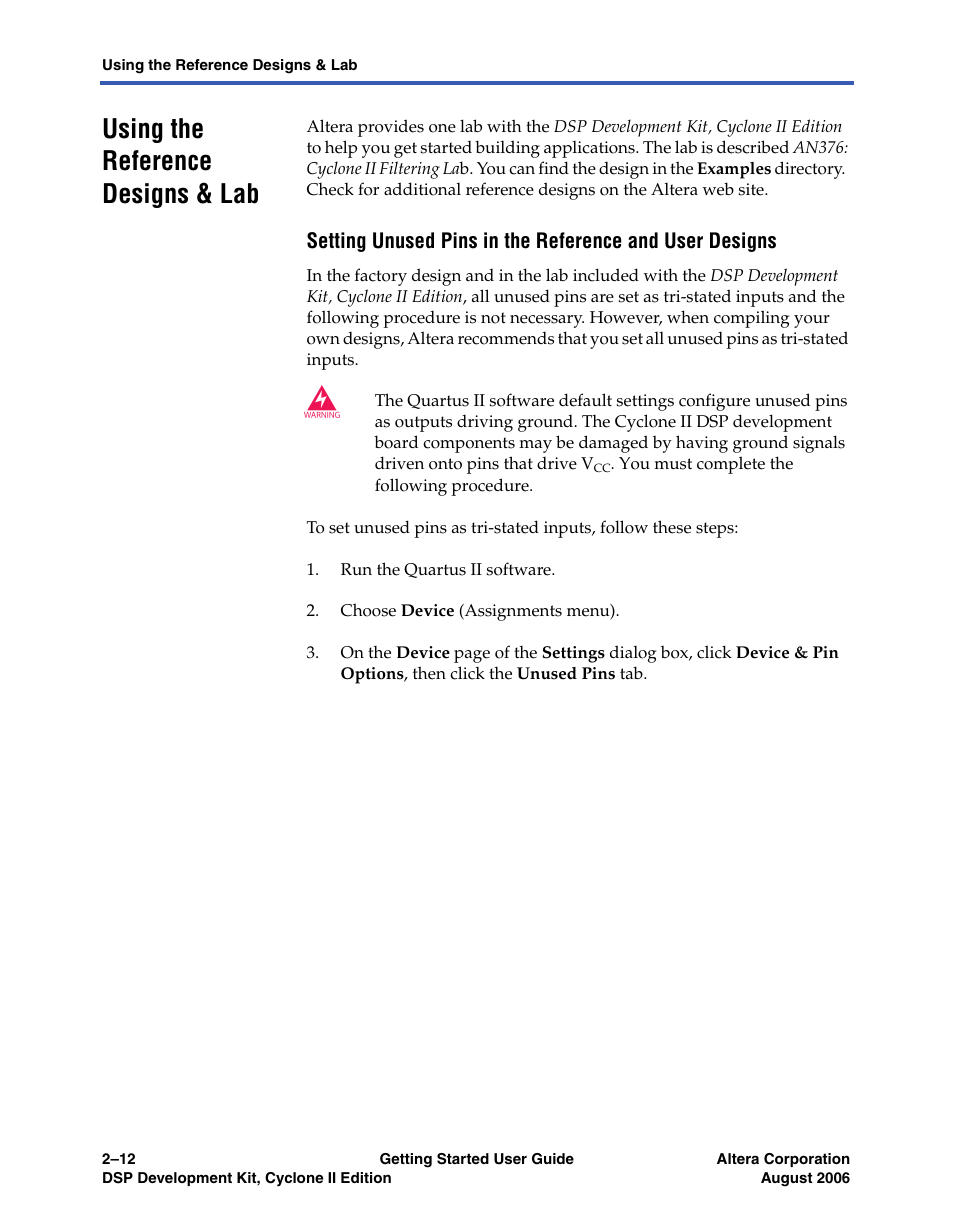 Using the reference designs & lab | Altera DSP Development Kit, Cyclone II Edition Getting Started User Manual | Page 22 / 32