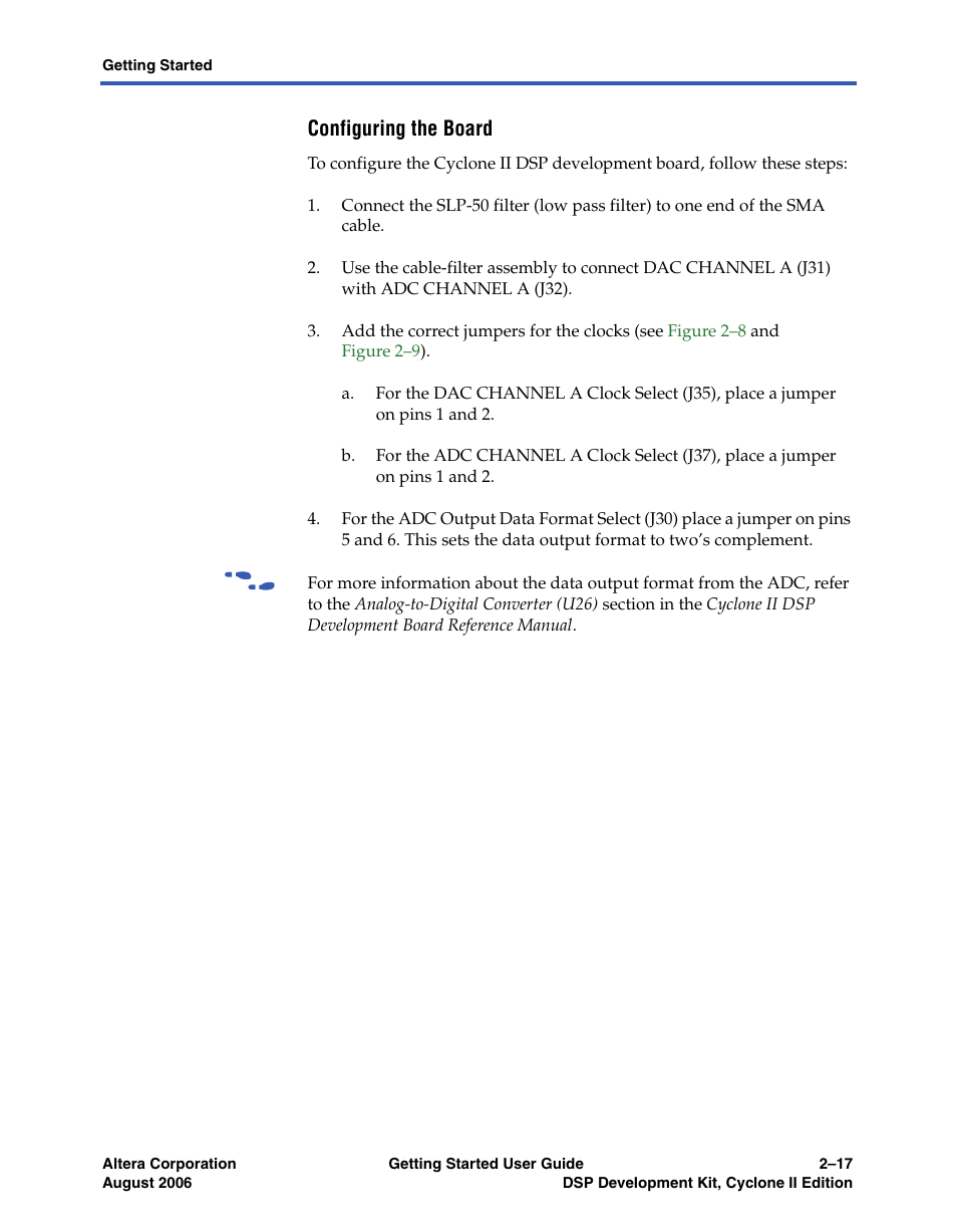 Configuring the board | Altera DSP Development Kit, Cyclone II Edition Getting Started User Manual | Page 27 / 32