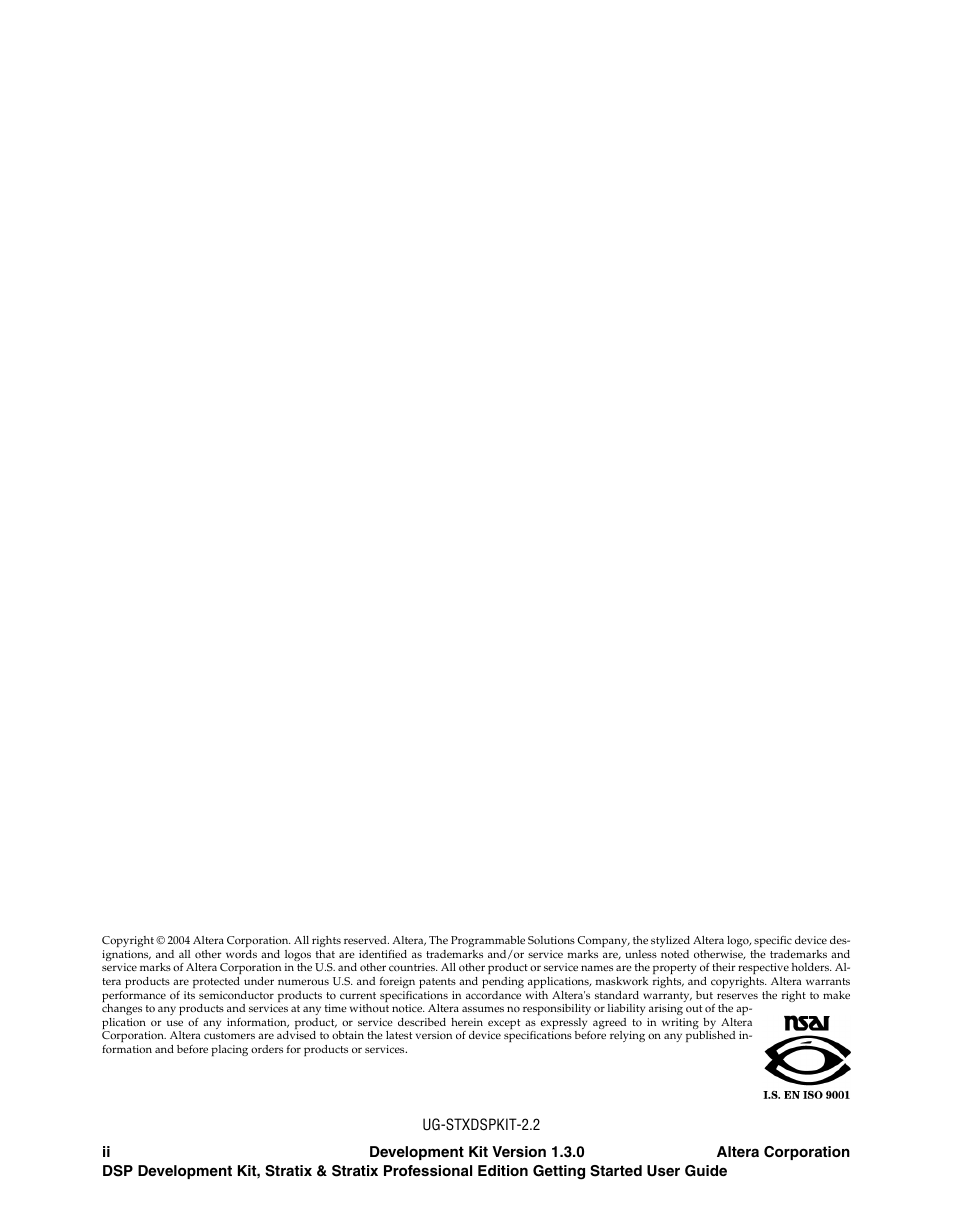Altera DSP Development Kit, Stratix & Stratix Professional Edition Getting Started User Manual | Page 2 / 26