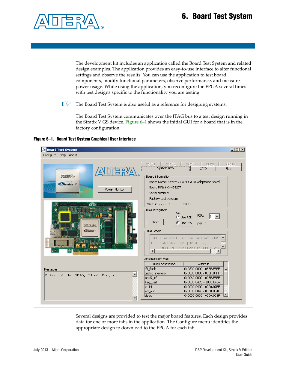 Board test system, Chapter 6. board test system | Altera DSP Development Kit, Stratix V Edition User Manual | Page 25 / 58