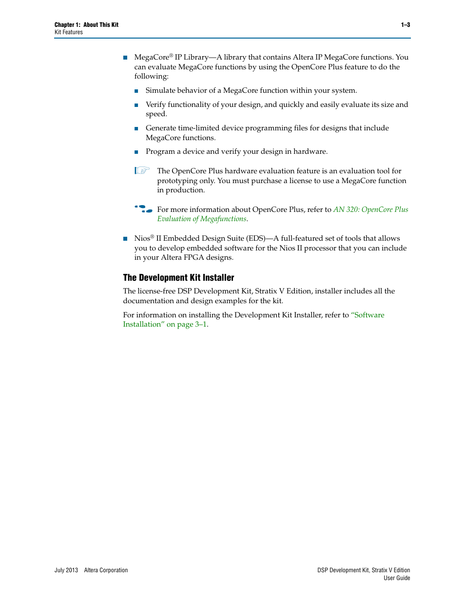 The development kit installer, The development kit installer –3 | Altera DSP Development Kit, Stratix V Edition User Manual | Page 9 / 58