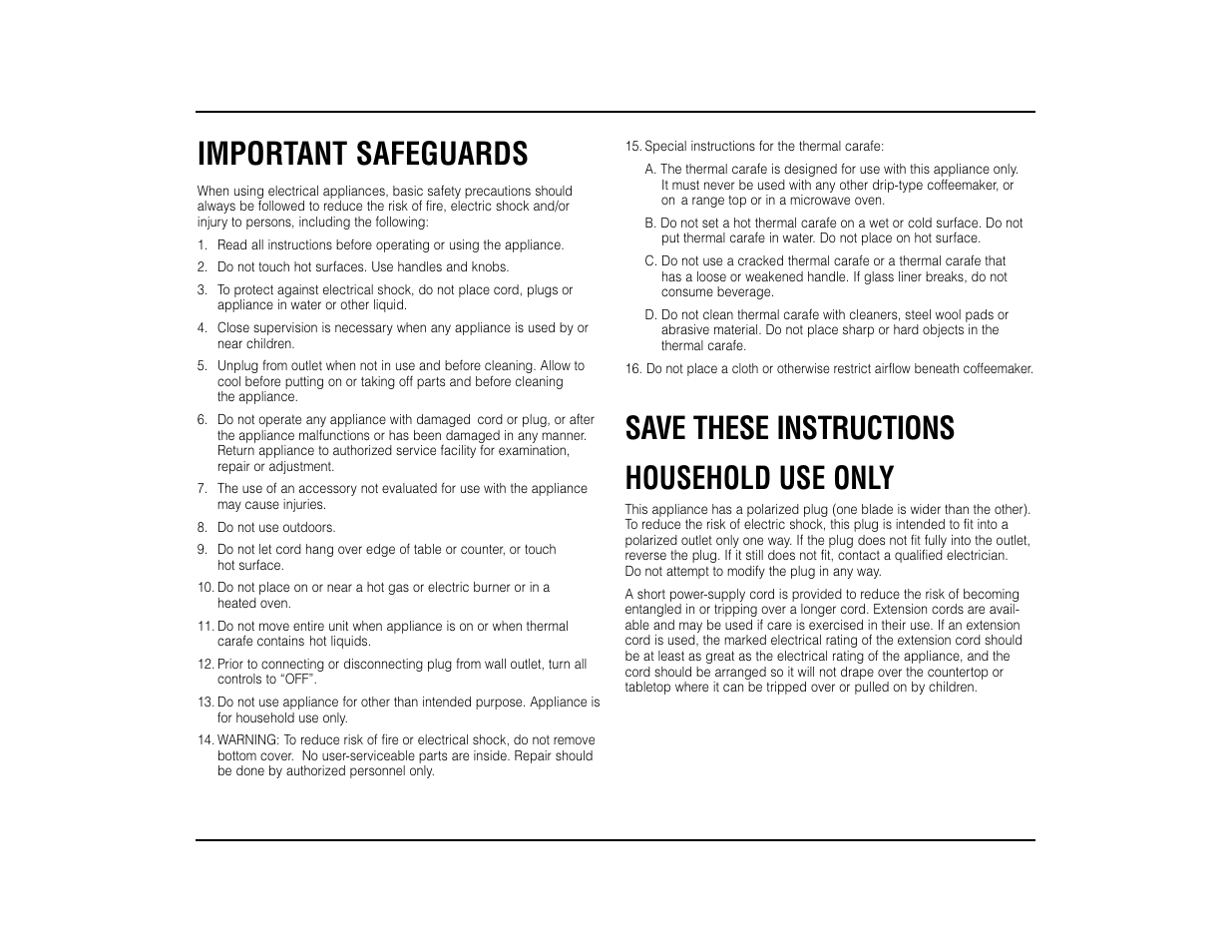 Important safeguards, Save these instructions household use only | Cuisinart DTC-950 User Manual | Page 2 / 8