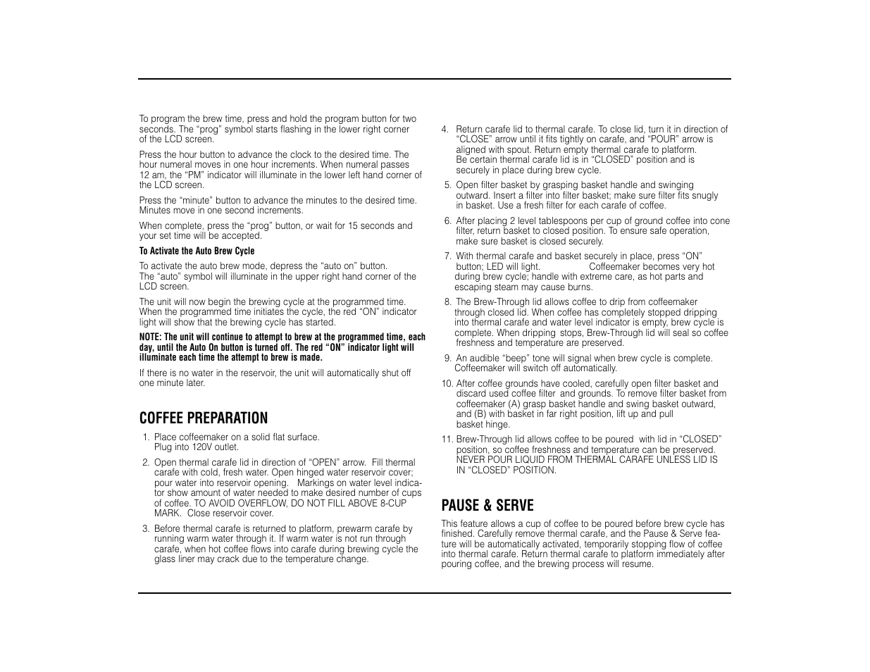 Coffee preparation, Pause & serve | Cuisinart DTC-950 User Manual | Page 4 / 8