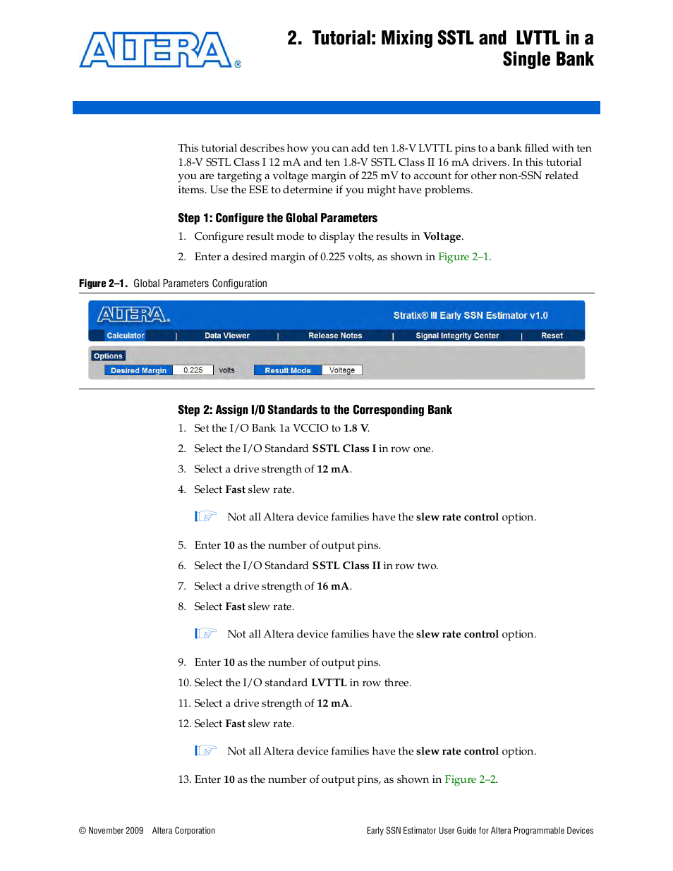 Tutorial: mixing sstl and lvttl in a single bank | Altera Early SSN Estimator User Manual | Page 11 / 16