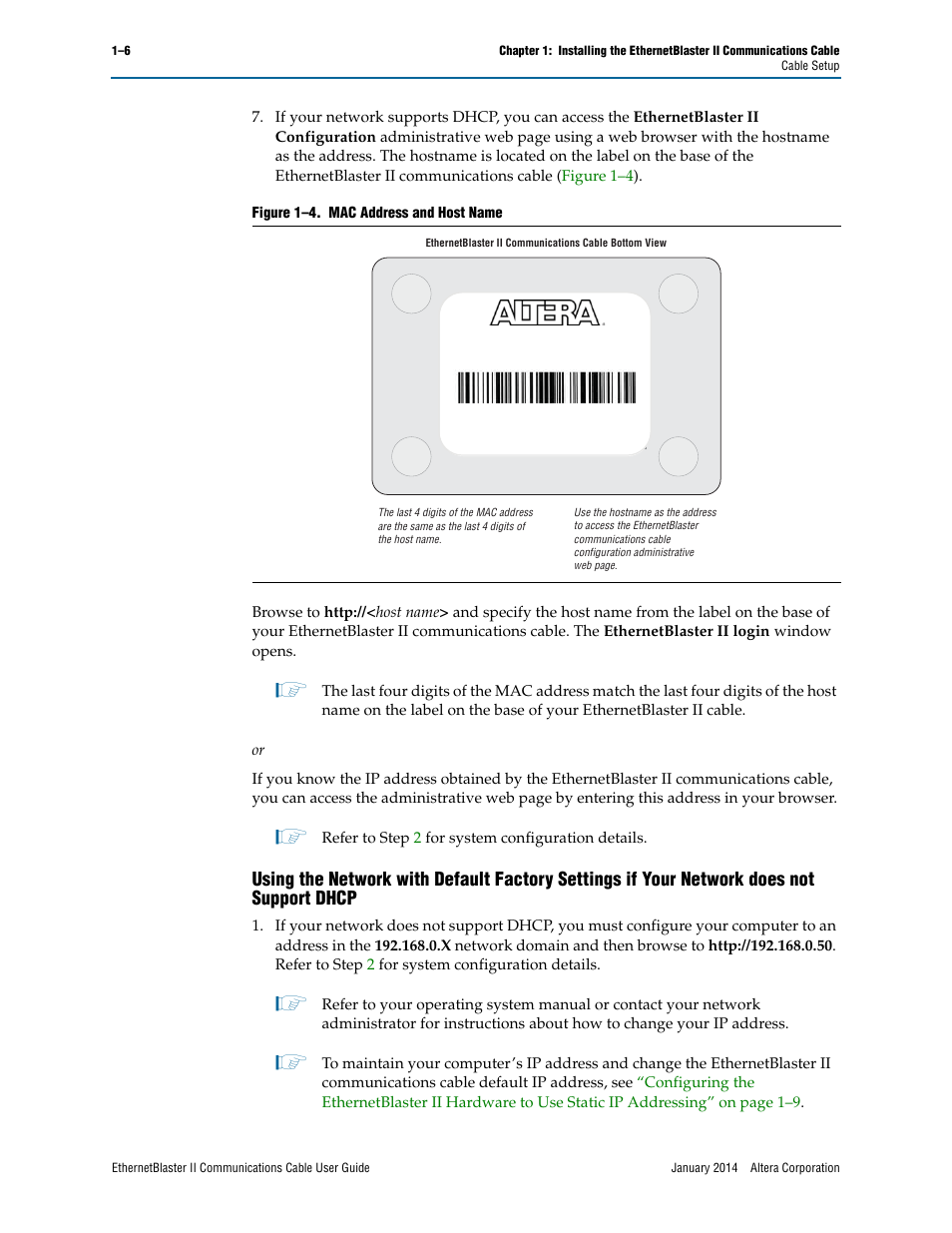Step, Using the network with default | Altera EthernetBlaster II User Manual | Page 10 / 32