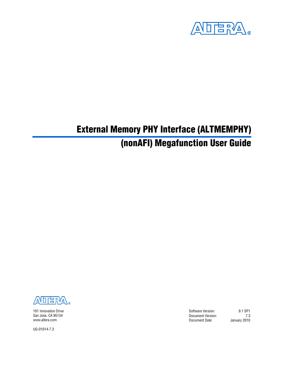 Altera External Memory PHY Interface User Manual | 83 pages