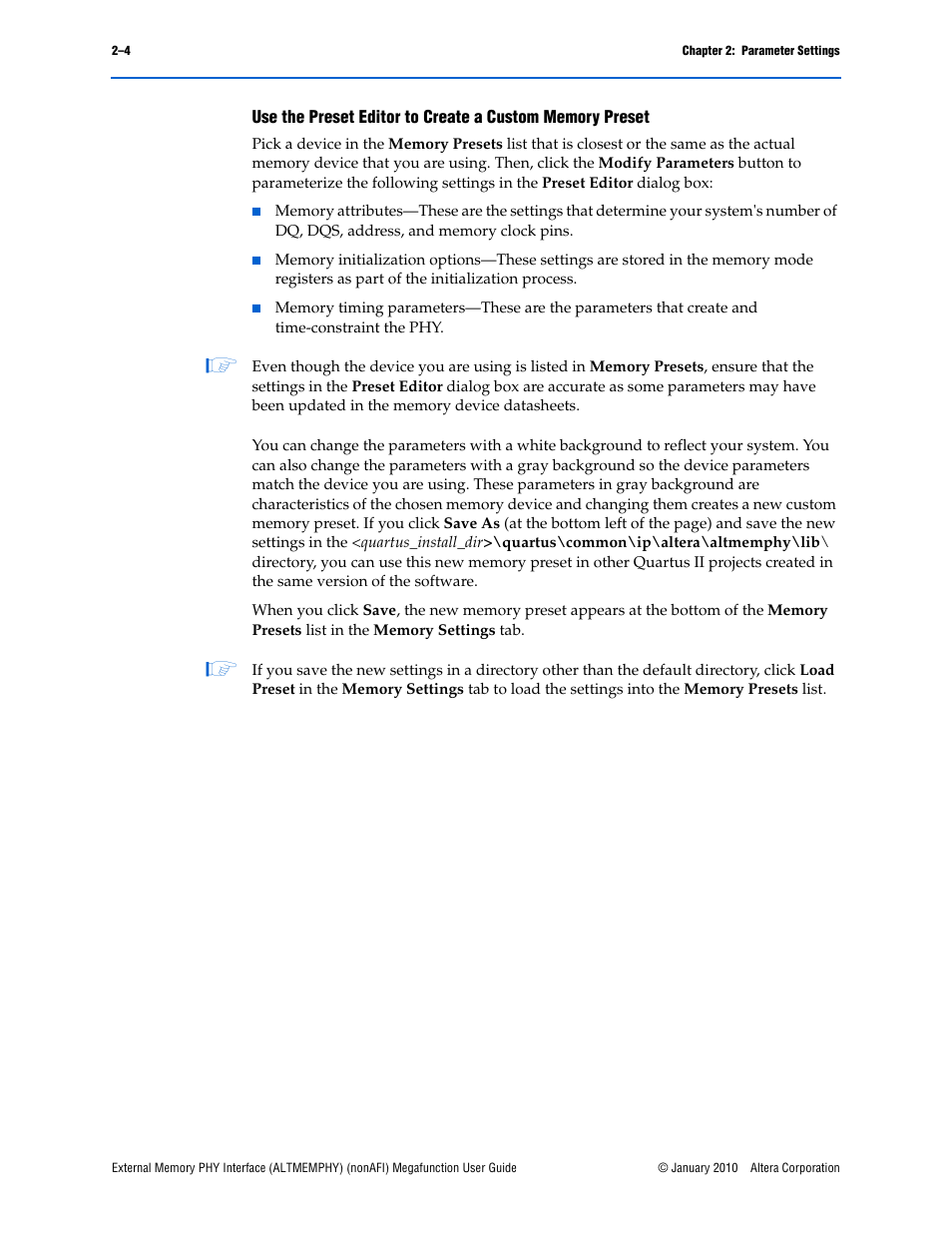 Altera External Memory PHY Interface User Manual | Page 10 / 83