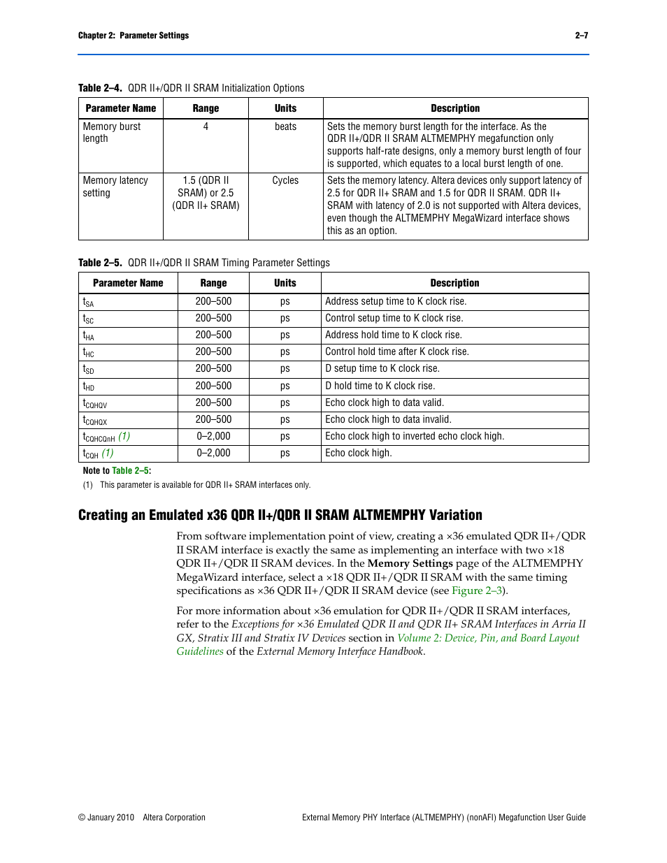 Table 2–5, Creating an emulated | Altera External Memory PHY Interface User Manual | Page 13 / 83