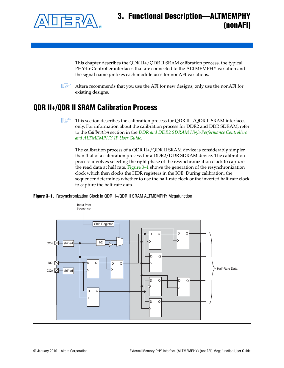 Functional description—altmemphy (nonafi), Qdr ii+/qdr ii sram calibration process, Qdr ii+/qdr ii sram calibration process –1 | Altera External Memory PHY Interface User Manual | Page 17 / 83