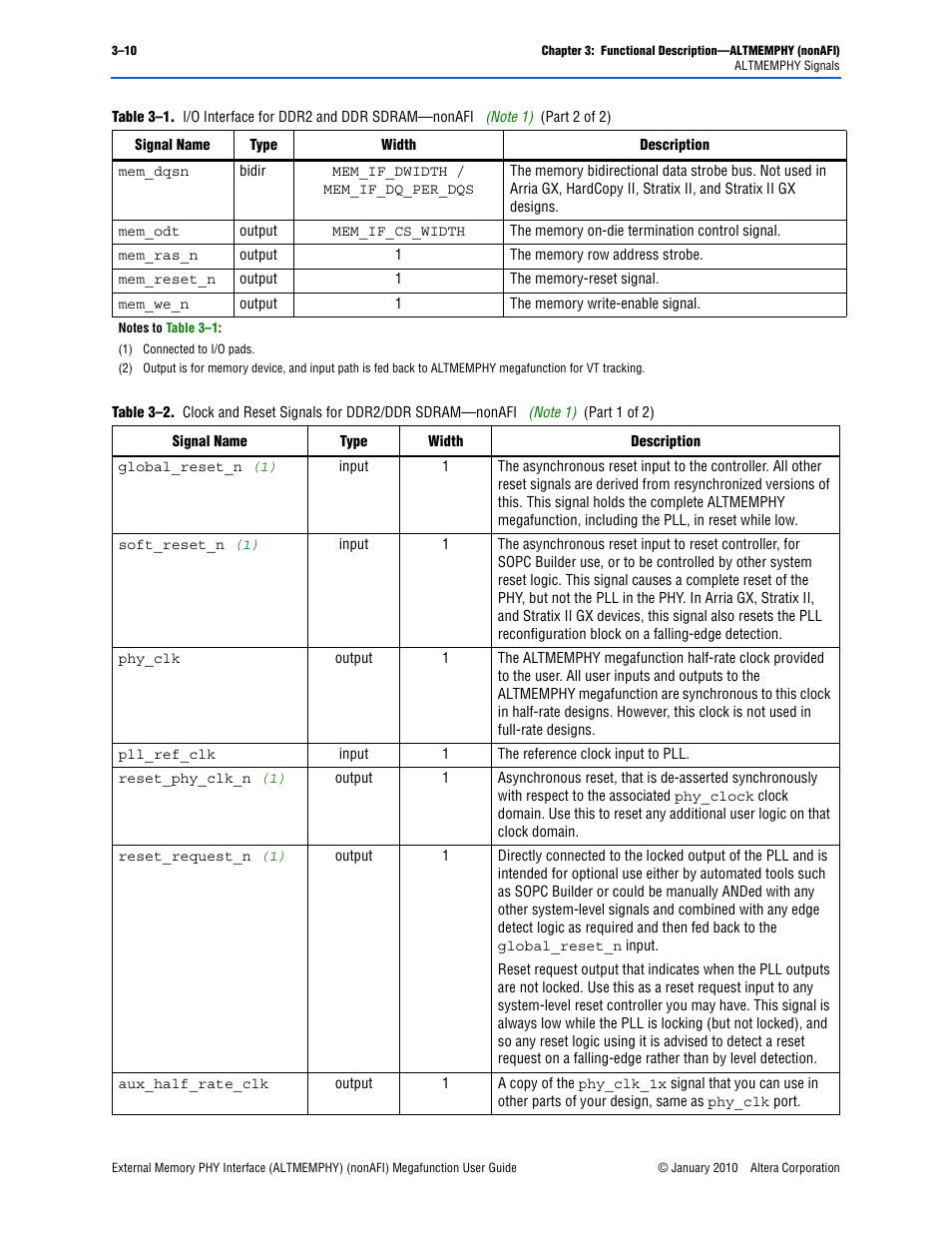 Note 1) | Altera External Memory PHY Interface User Manual | Page 26 / 83