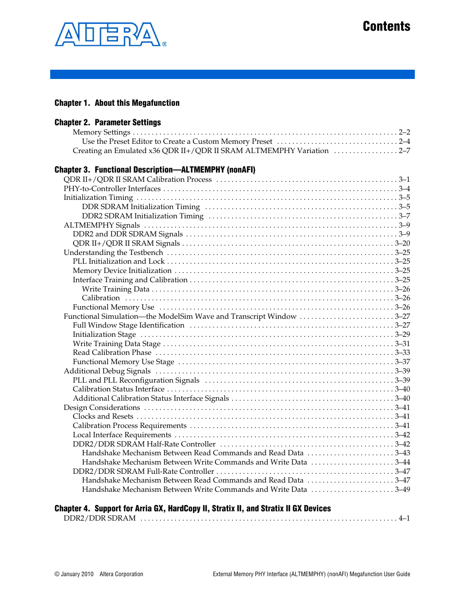 Altera External Memory PHY Interface User Manual | Page 3 / 83