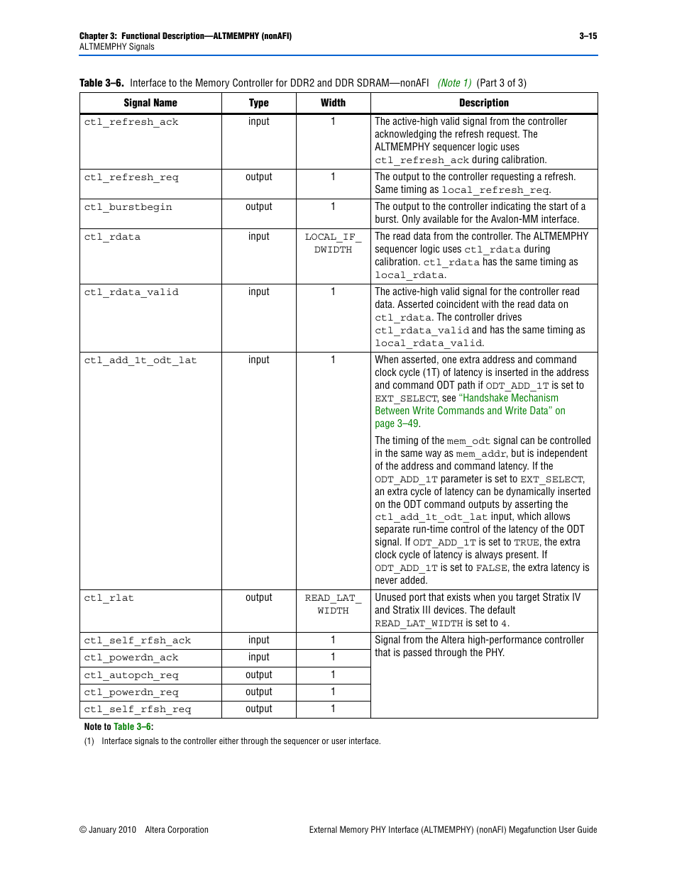 Note 1) | Altera External Memory PHY Interface User Manual | Page 31 / 83