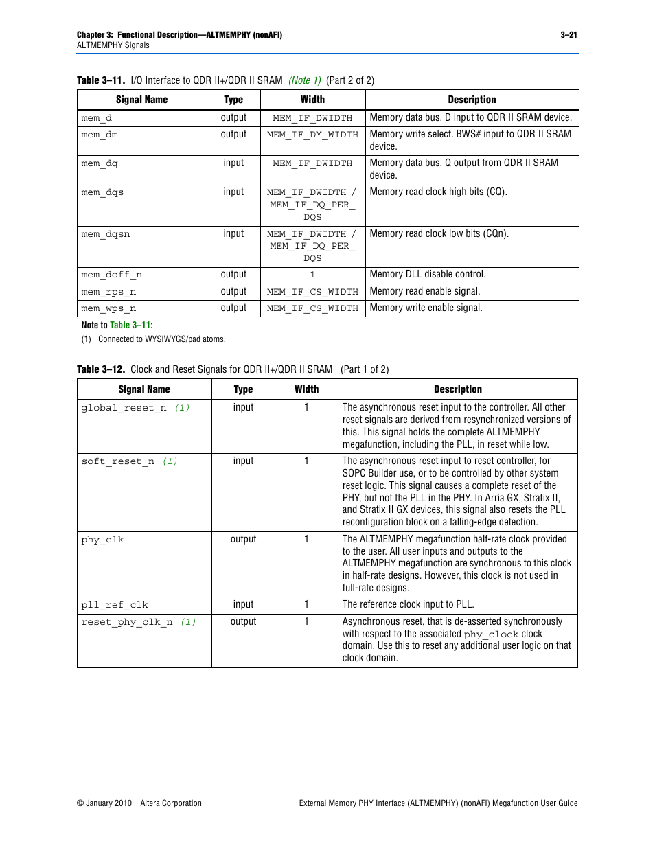 Note 1) | Altera External Memory PHY Interface User Manual | Page 37 / 83