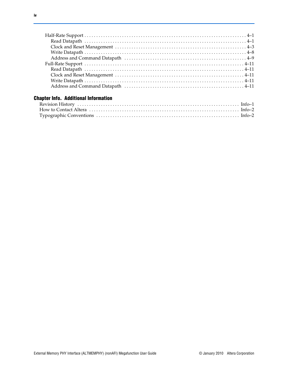 Altera External Memory PHY Interface User Manual | Page 4 / 83