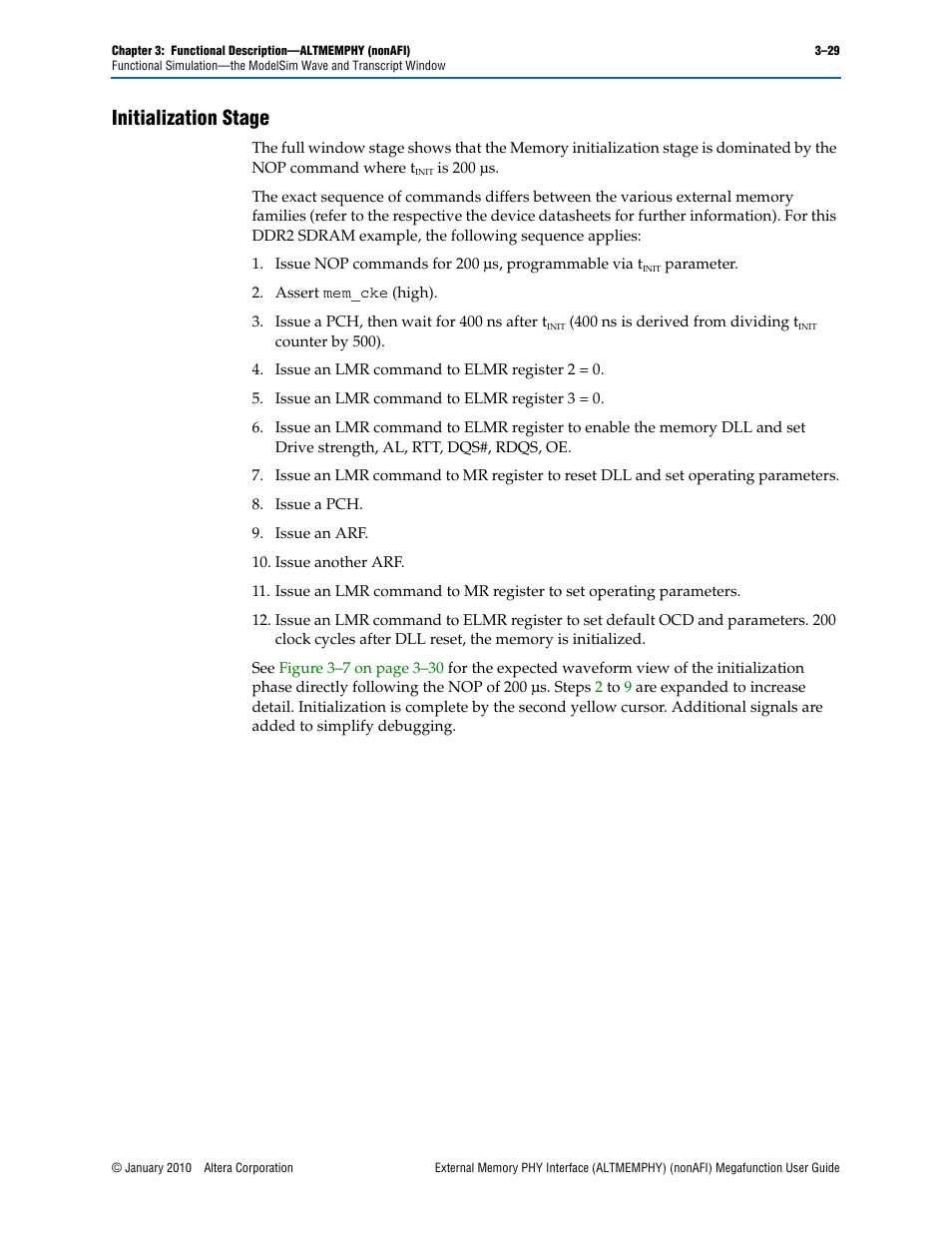Initialization stage, Initialization stage –29 | Altera External Memory PHY Interface User Manual | Page 45 / 83