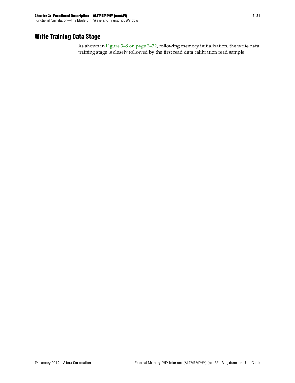 Write training data stage, Write training data stage –31 | Altera External Memory PHY Interface User Manual | Page 47 / 83