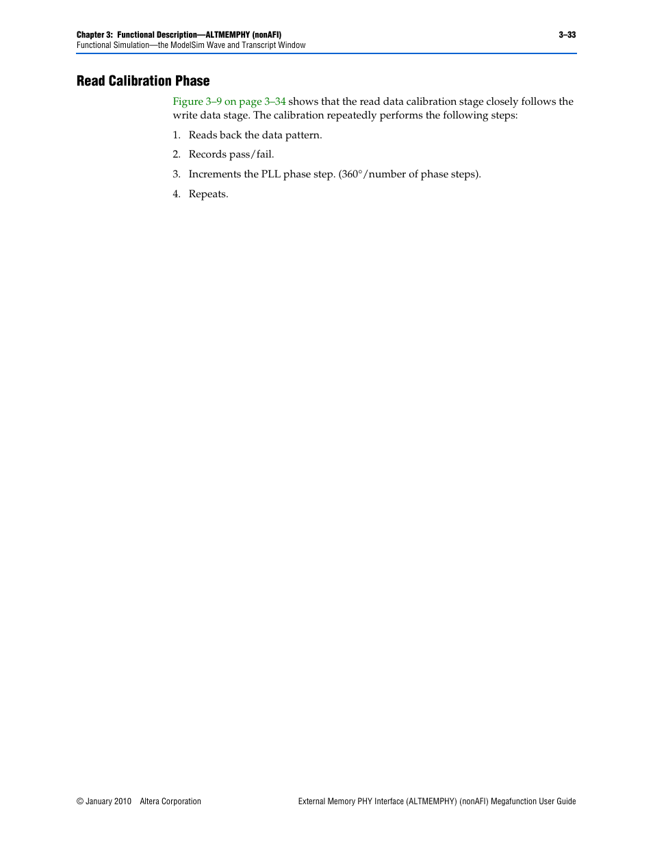 Read calibration phase, Read calibration phase –33 | Altera External Memory PHY Interface User Manual | Page 49 / 83