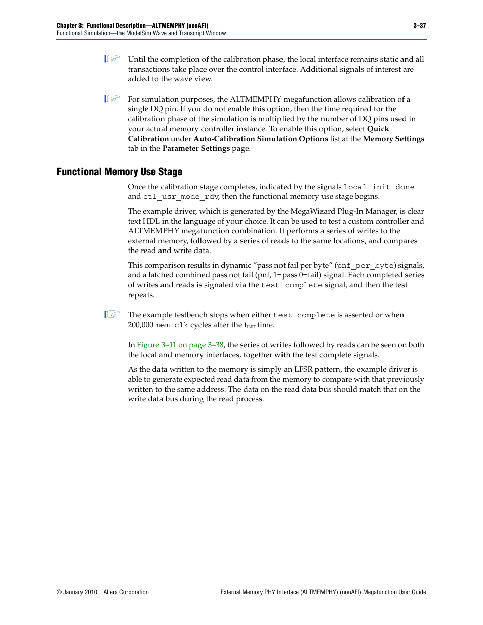 Functional memory use stage, Functional memory use stage –37 | Altera External Memory PHY Interface User Manual | Page 53 / 83