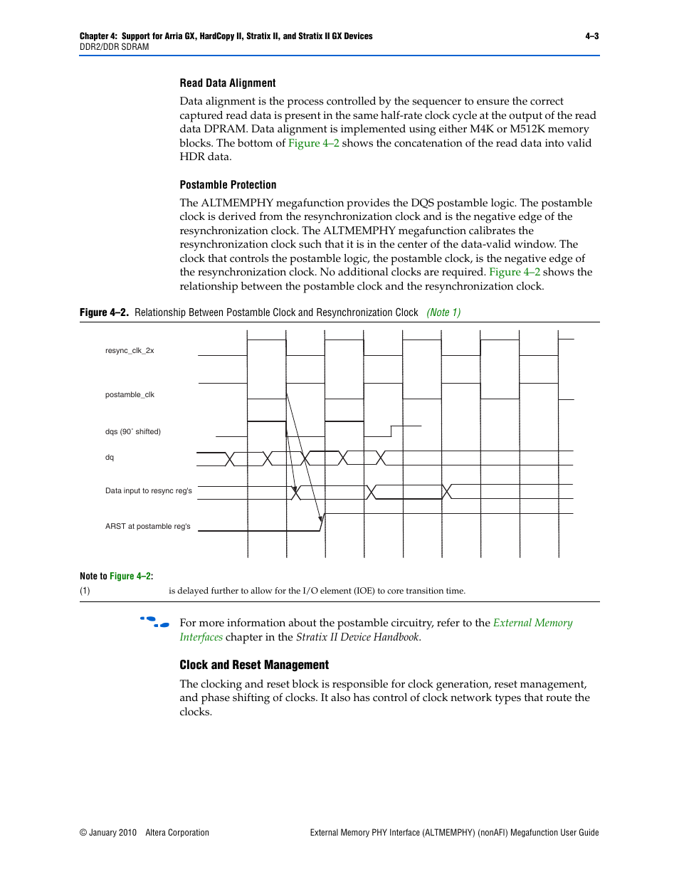 Clock and reset management –3, Clock and reset management | Altera External Memory PHY Interface User Manual | Page 71 / 83