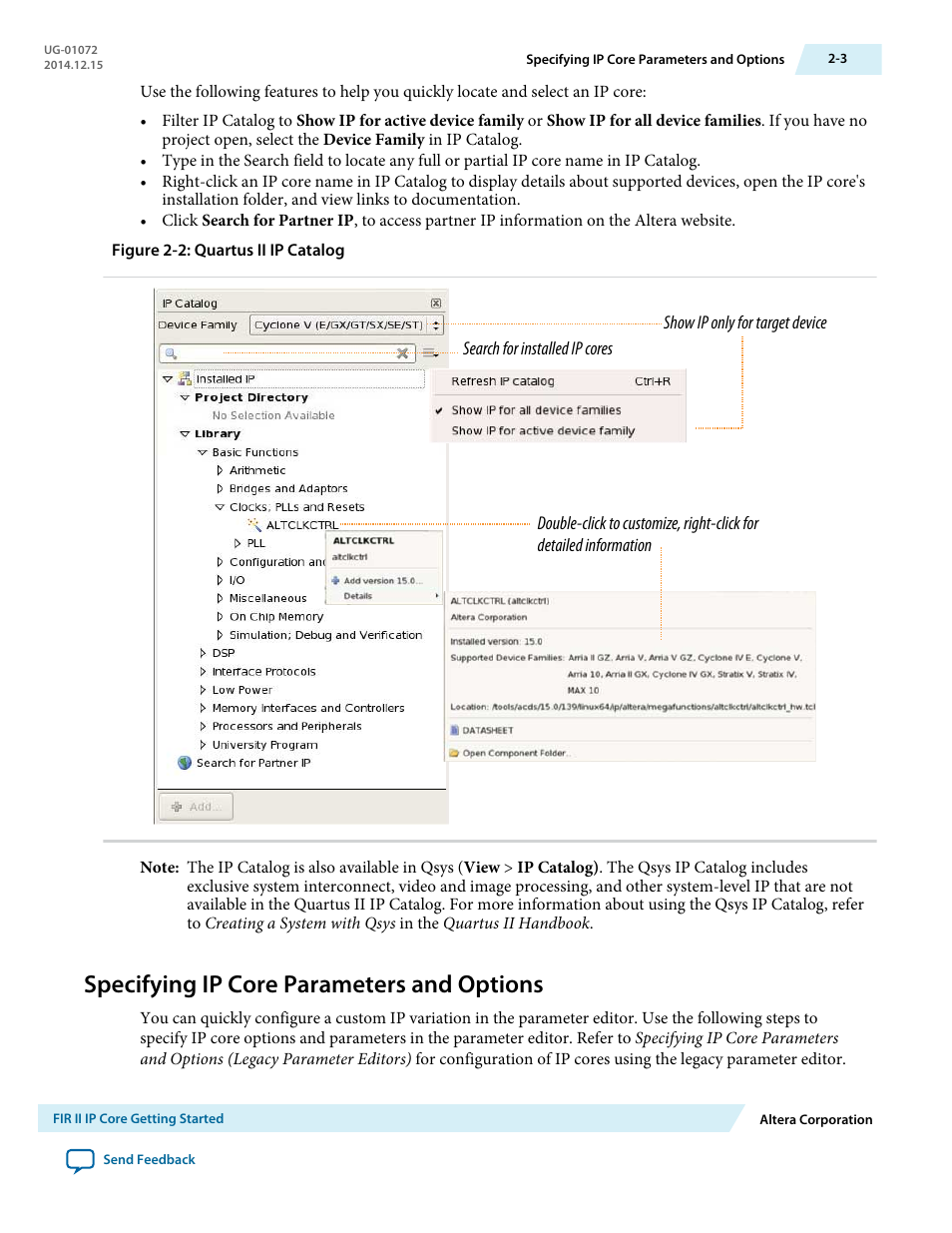 Specifying ip core parameters and options, Specifying ip core parameters and options -3 | Altera FIR Compiler II MegaCore Function User Manual | Page 18 / 57