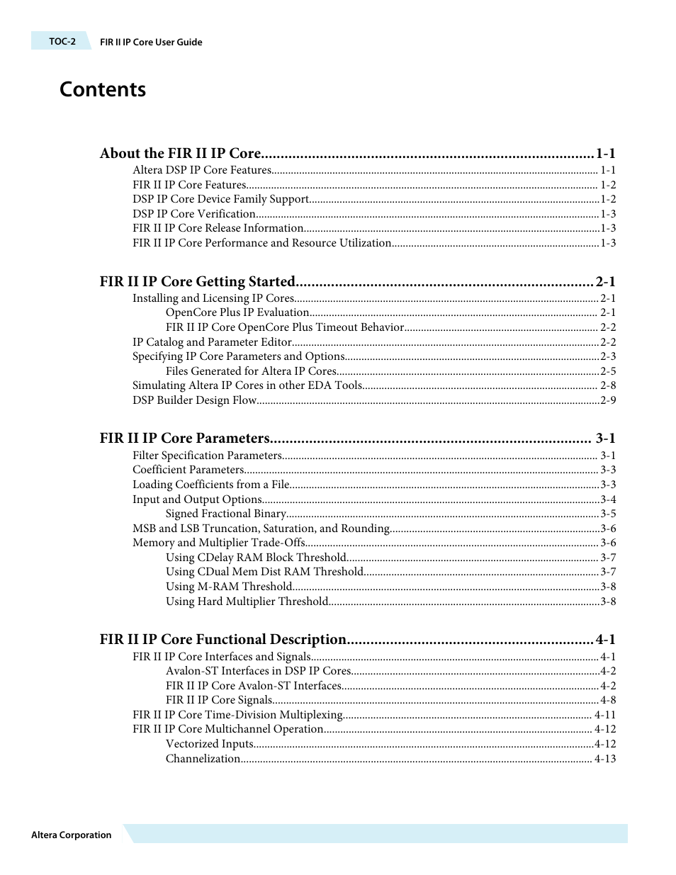 Altera FIR Compiler II MegaCore Function User Manual | Page 2 / 57