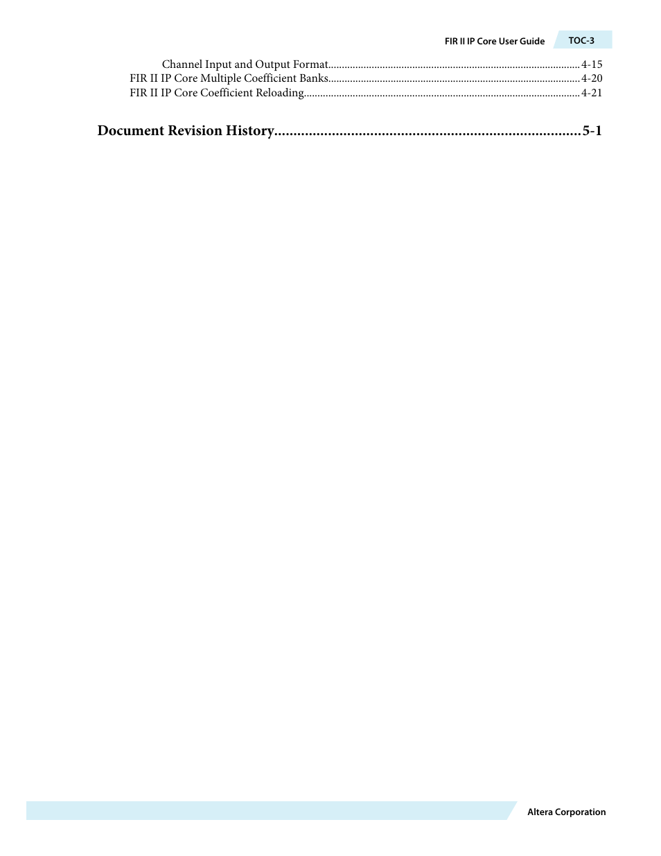 Document revision history -1 | Altera FIR Compiler II MegaCore Function User Manual | Page 3 / 57