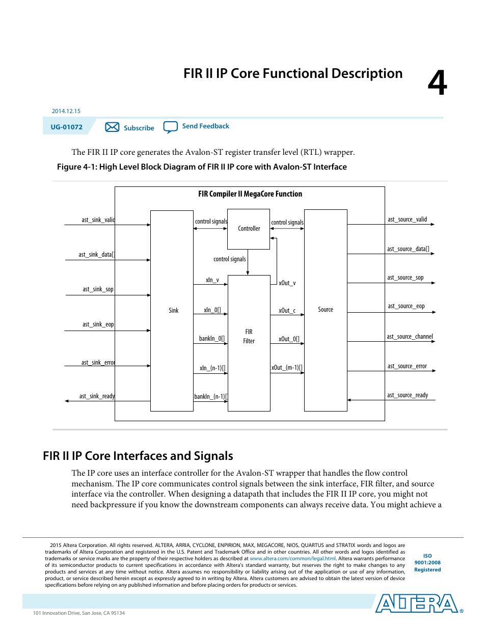 Fir ii ip core functional description, Fir ii ip core interfaces and signals, Fir ii ip core functional description -1 | Fir ii ip core interfaces and signals -1 | Altera FIR Compiler II MegaCore Function User Manual | Page 34 / 57