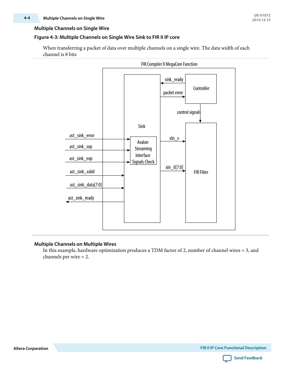 Multiple channels on single wire, Multiple channels on multiple wires | Altera FIR Compiler II MegaCore Function User Manual | Page 37 / 57