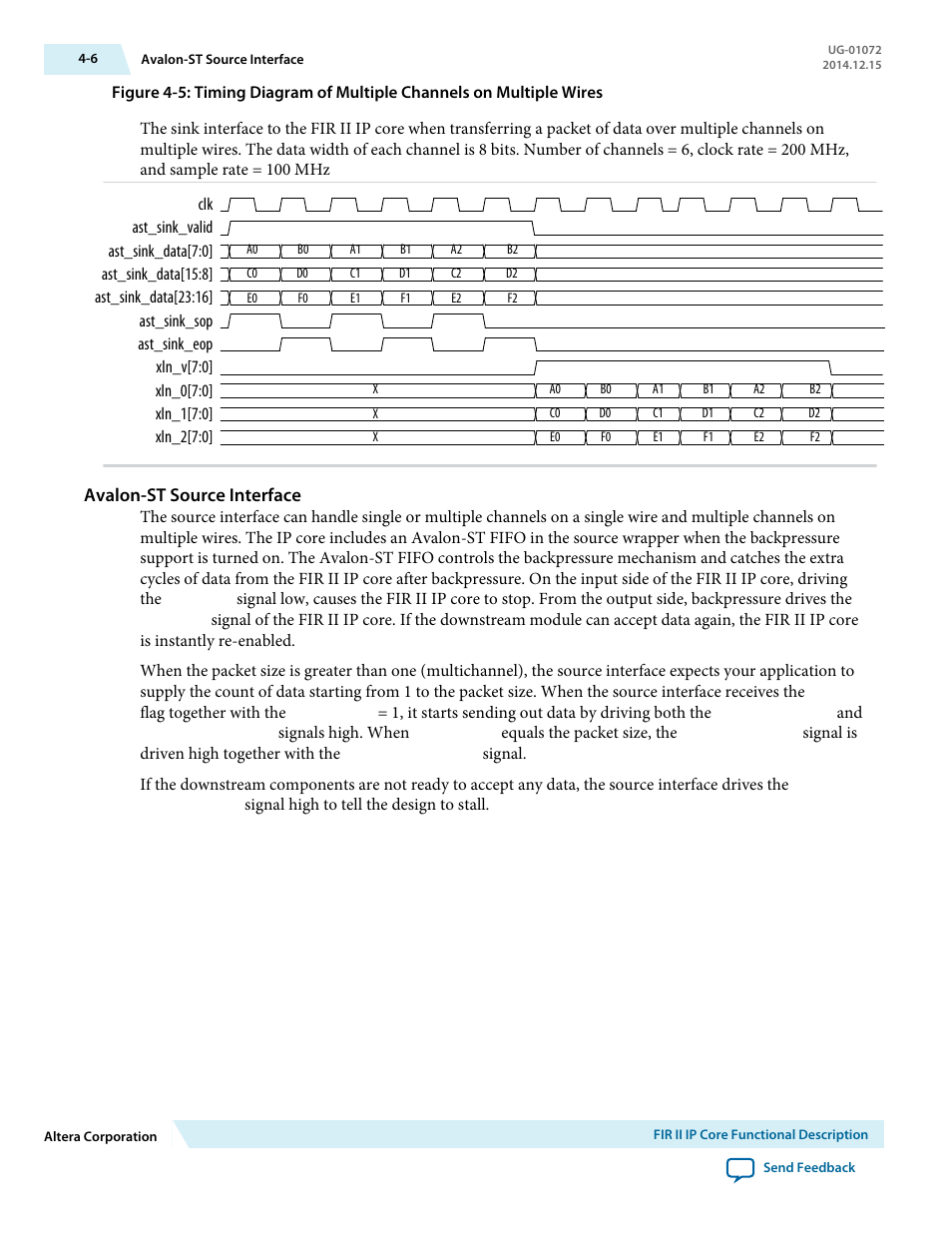 Avalon-st source interface | Altera FIR Compiler II MegaCore Function User Manual | Page 39 / 57