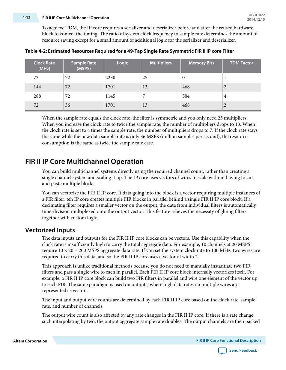 Fir ii ip core multichannel operation, Vectorized inputs, Fir ii ip core multichannel operation -12 | Vectorized inputs -12 | Altera FIR Compiler II MegaCore Function User Manual | Page 45 / 57