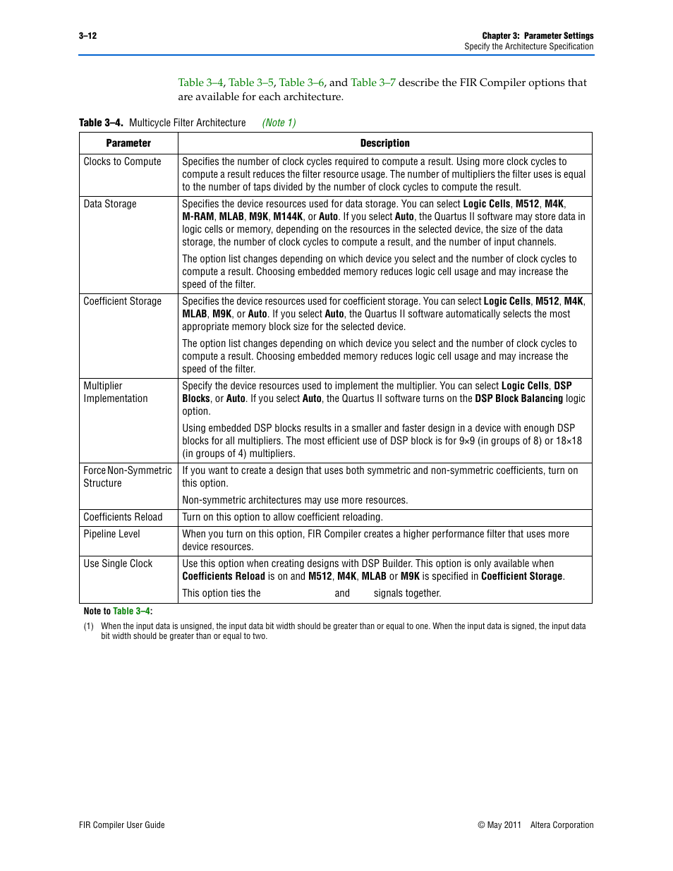 Altera FIR Compiler User Manual | Page 36 / 76