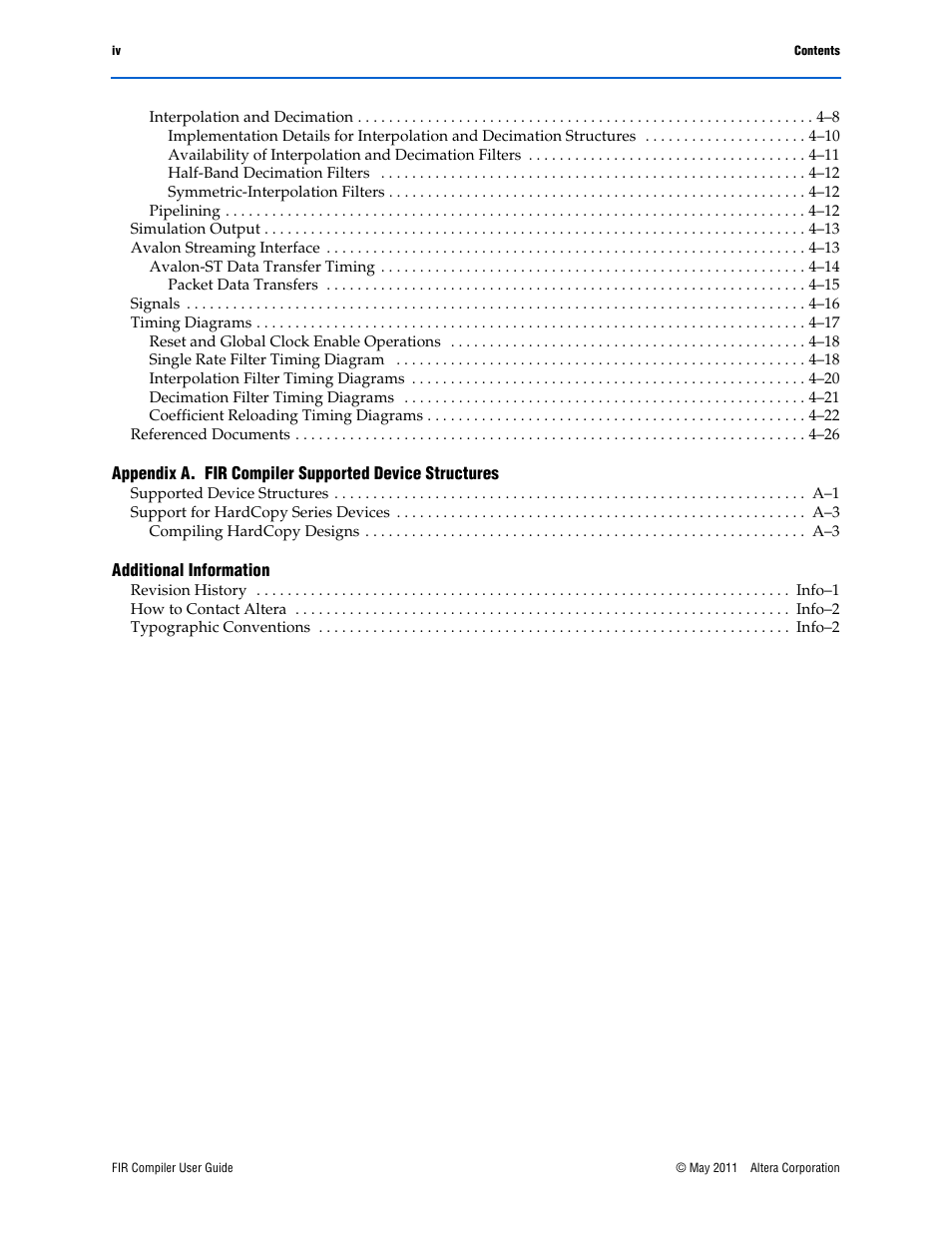 Altera FIR Compiler User Manual | Page 4 / 76