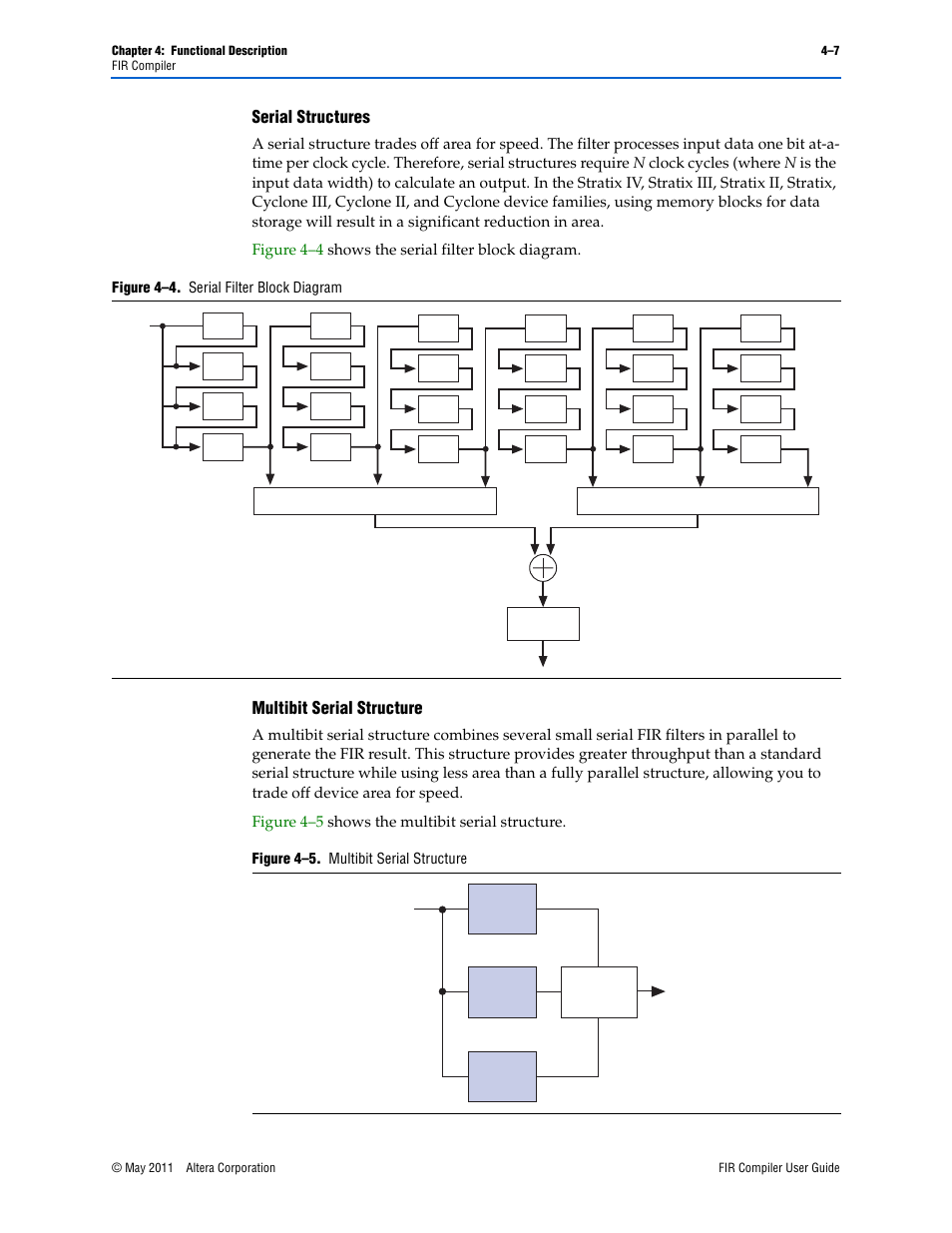 Serial structures –7 multibit serial structure –7, Serial structures, Multibit serial structure | Altera FIR Compiler User Manual | Page 49 / 76