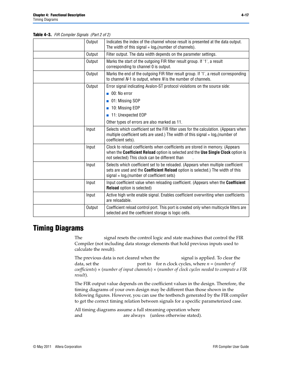 Timing diagrams, Timing diagrams –17 | Altera FIR Compiler User Manual | Page 59 / 76