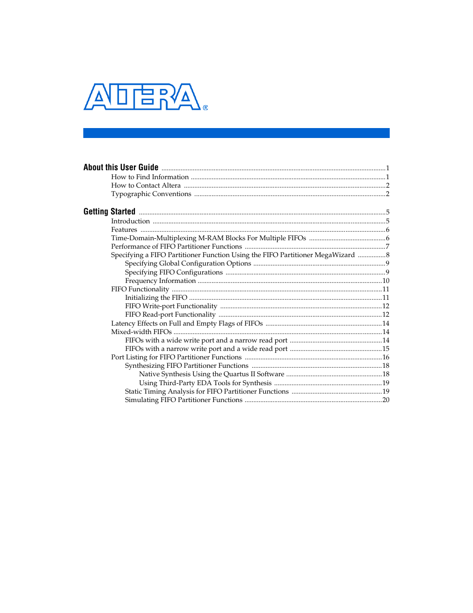 Altera First-In-First-Out Partitioner User Manual | Page 3 / 22