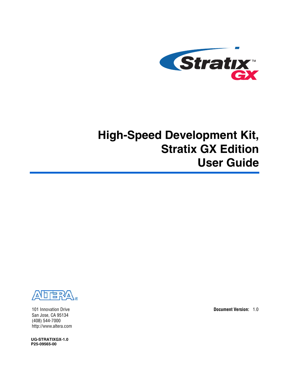 Altera High-Speed Development Kit, Stratix GX Edition User Manual | 140 pages