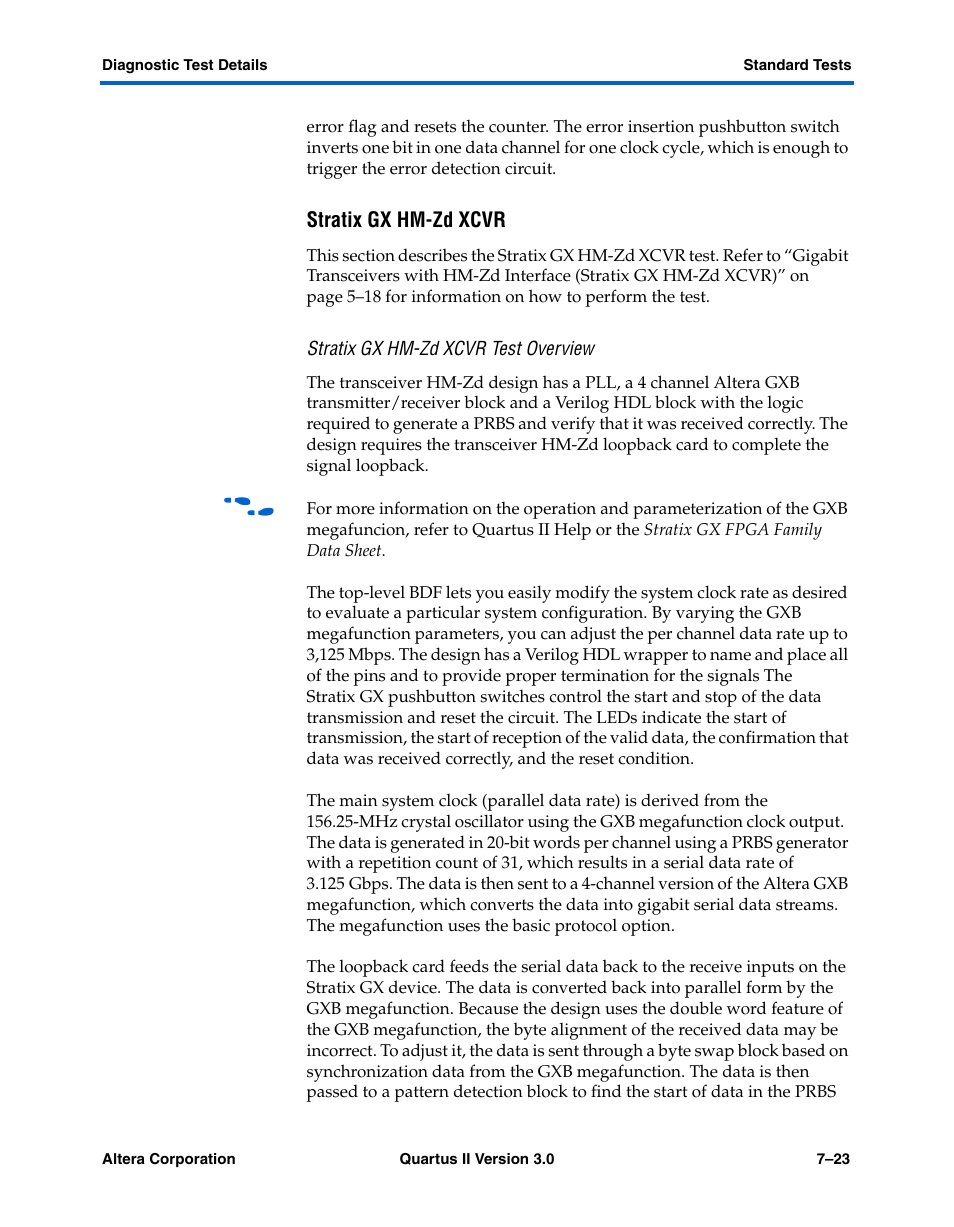 Stratix gx hm-zd xcvr, Stratix gx hm-zd xcvr test overview | Altera High-Speed Development Kit, Stratix GX Edition User Manual | Page 105 / 140