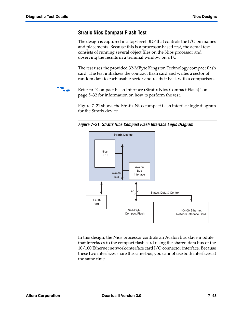 Stratix nios compact flash test | Altera High-Speed Development Kit, Stratix GX Edition User Manual | Page 125 / 140