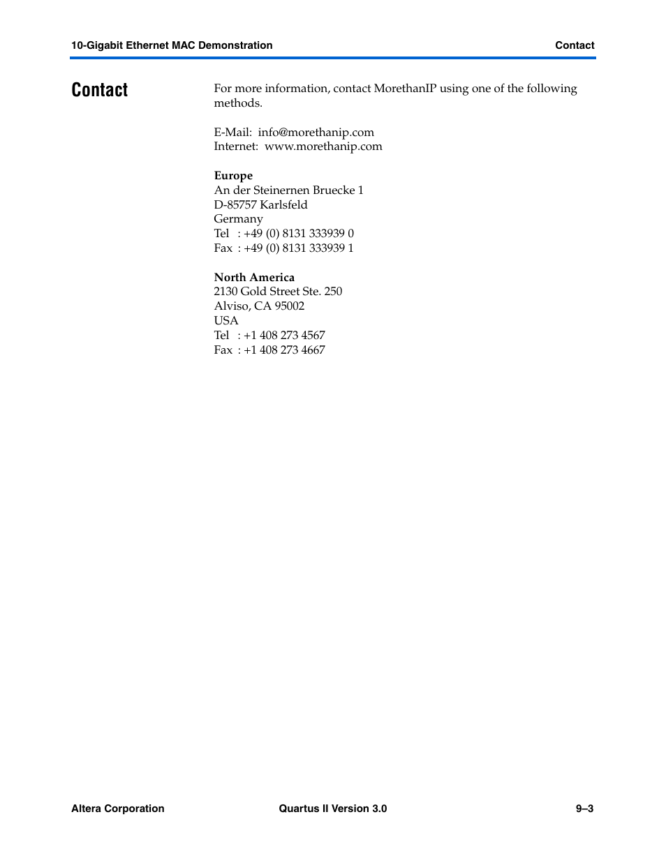Contact, Contact –3 | Altera High-Speed Development Kit, Stratix GX Edition User Manual | Page 137 / 140