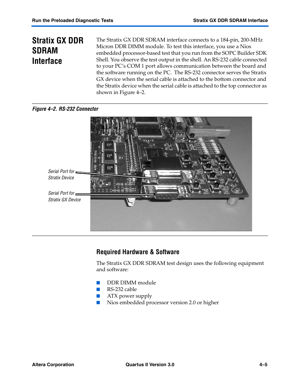 Stratix gx ddr sdram interface, Required hardware & software, Stratix gx ddr sdram interface –5 | Altera High-Speed Development Kit, Stratix GX Edition User Manual | Page 33 / 140