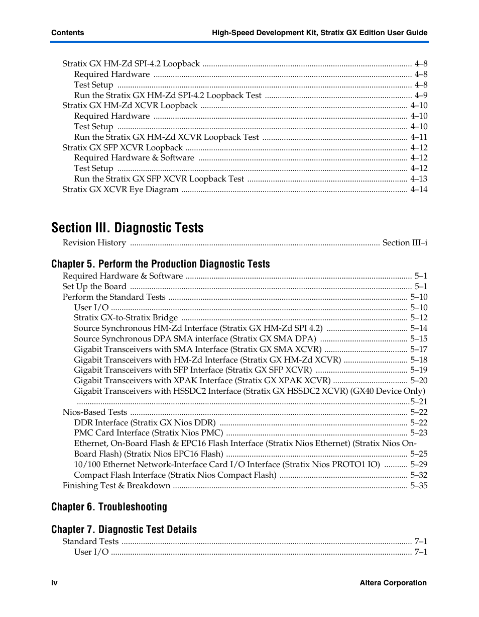 Altera High-Speed Development Kit, Stratix GX Edition User Manual | Page 4 / 140