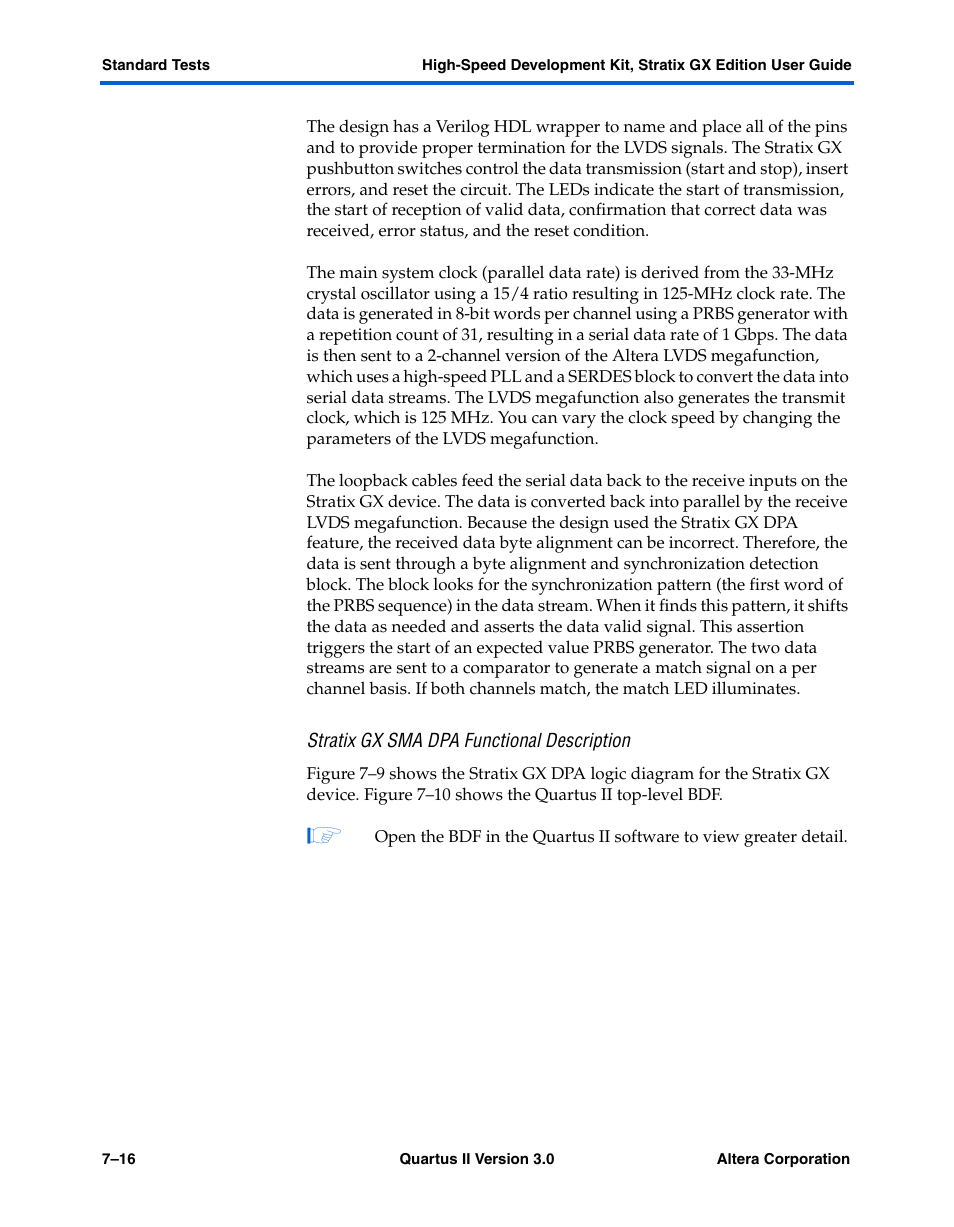 Stratix gx sma dpa functional description | Altera High-Speed Development Kit, Stratix GX Edition User Manual | Page 98 / 140