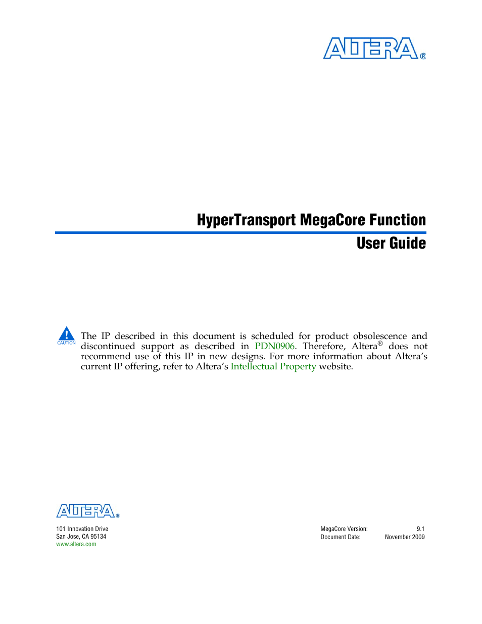 Altera HyperTransport MegaCore Function User Manual | 76 pages