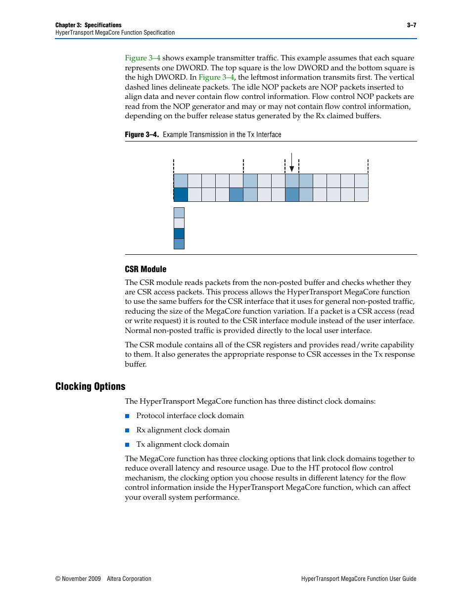 Clocking options, Clocking options –7, Clocking options” on | R to, Csr module | Altera HyperTransport MegaCore Function User Manual | Page 33 / 76