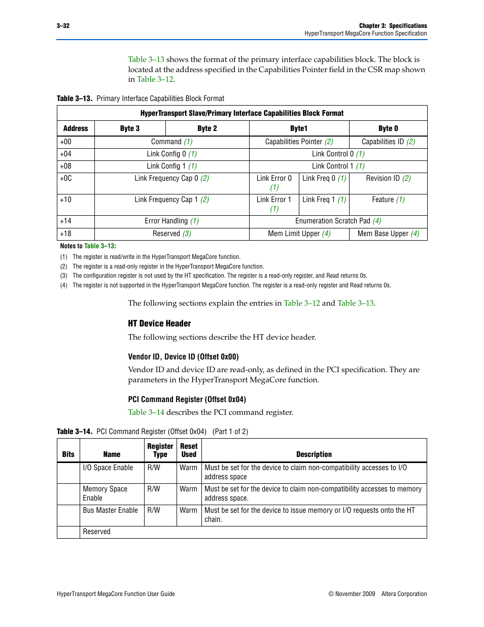 Table 3–13 | Altera HyperTransport MegaCore Function User Manual | Page 58 / 76
