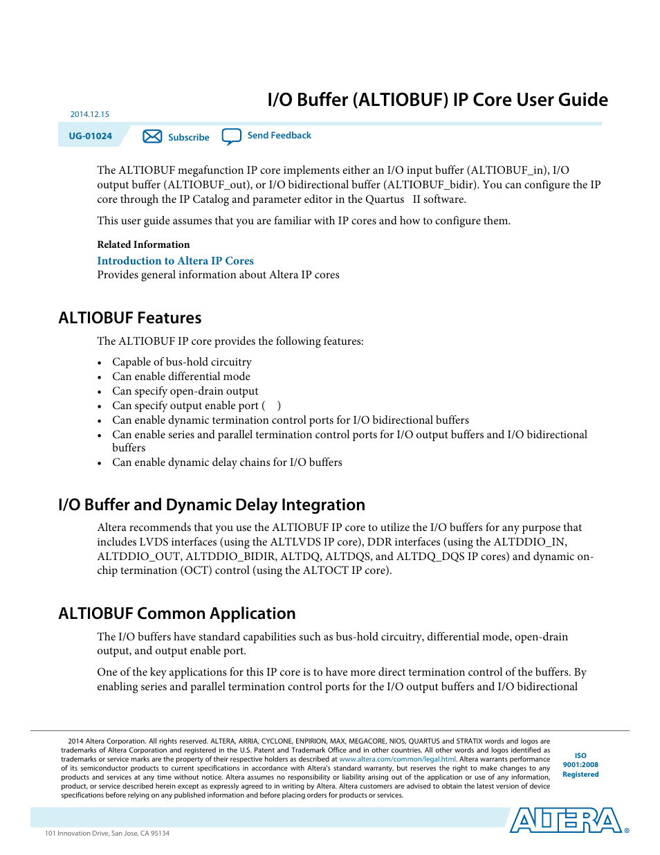 Altera I/O Buffer (ALTIOBUF) IP Core User Manual | 30 pages