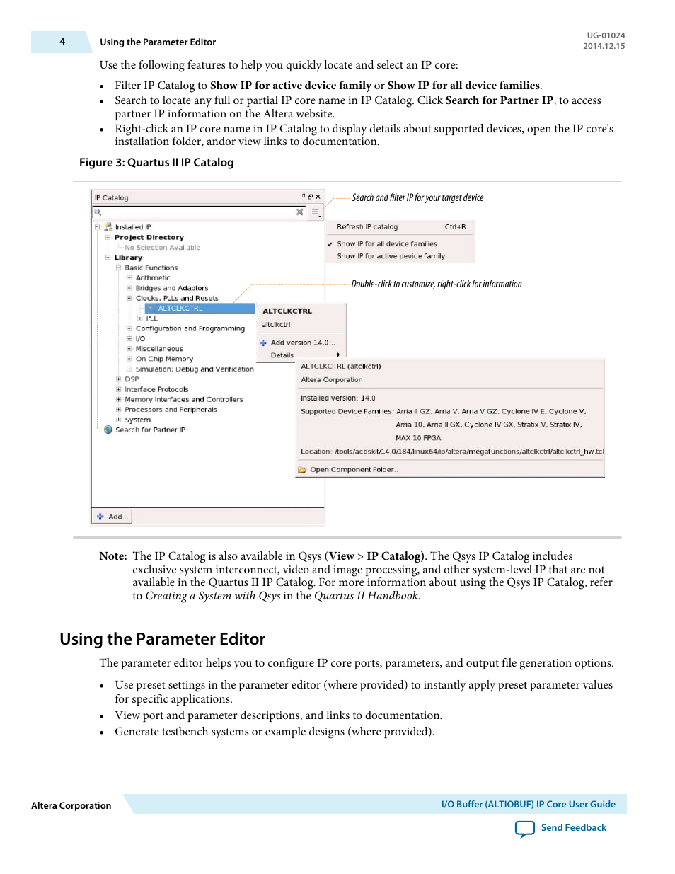 Using the parameter editor | Altera I/O Buffer (ALTIOBUF) IP Core User Manual | Page 4 / 30