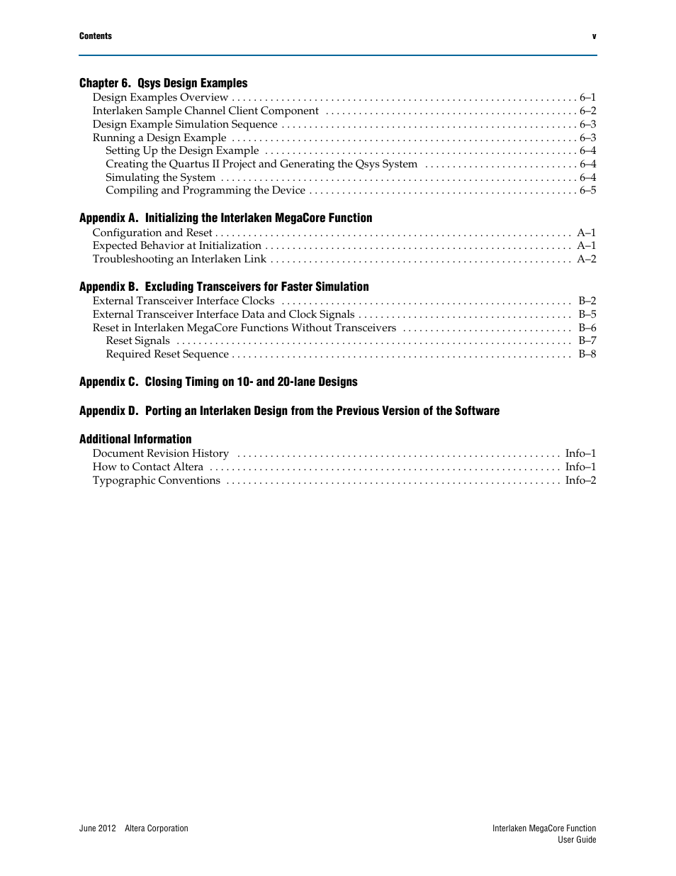 Altera Interlaken MegaCore Function User Manual | Page 5 / 90